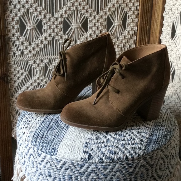 Franco Sarto taupe Brown Suede Lace-up booties - Picture 3 of 8